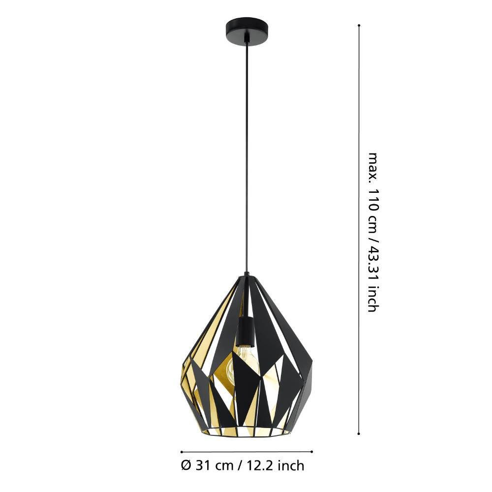 49931_DIMENSION_0001 | Eglo Romania Pendul CARLTON 1 E27 IP20 49931