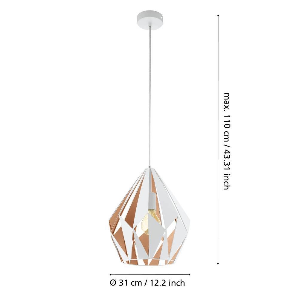 49932_DIMENSION_0001 | Eglo Romania Pendul CARLTON 1 E27 IP20 49932