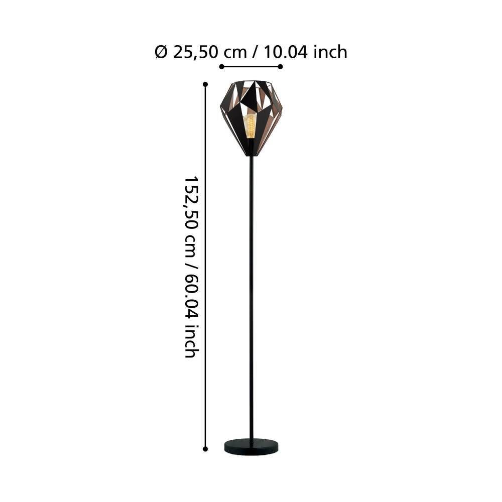 49994_DIMENSION_0001 | Eglo Romania Lampadar CARLTON 1 E27 IP20 49994