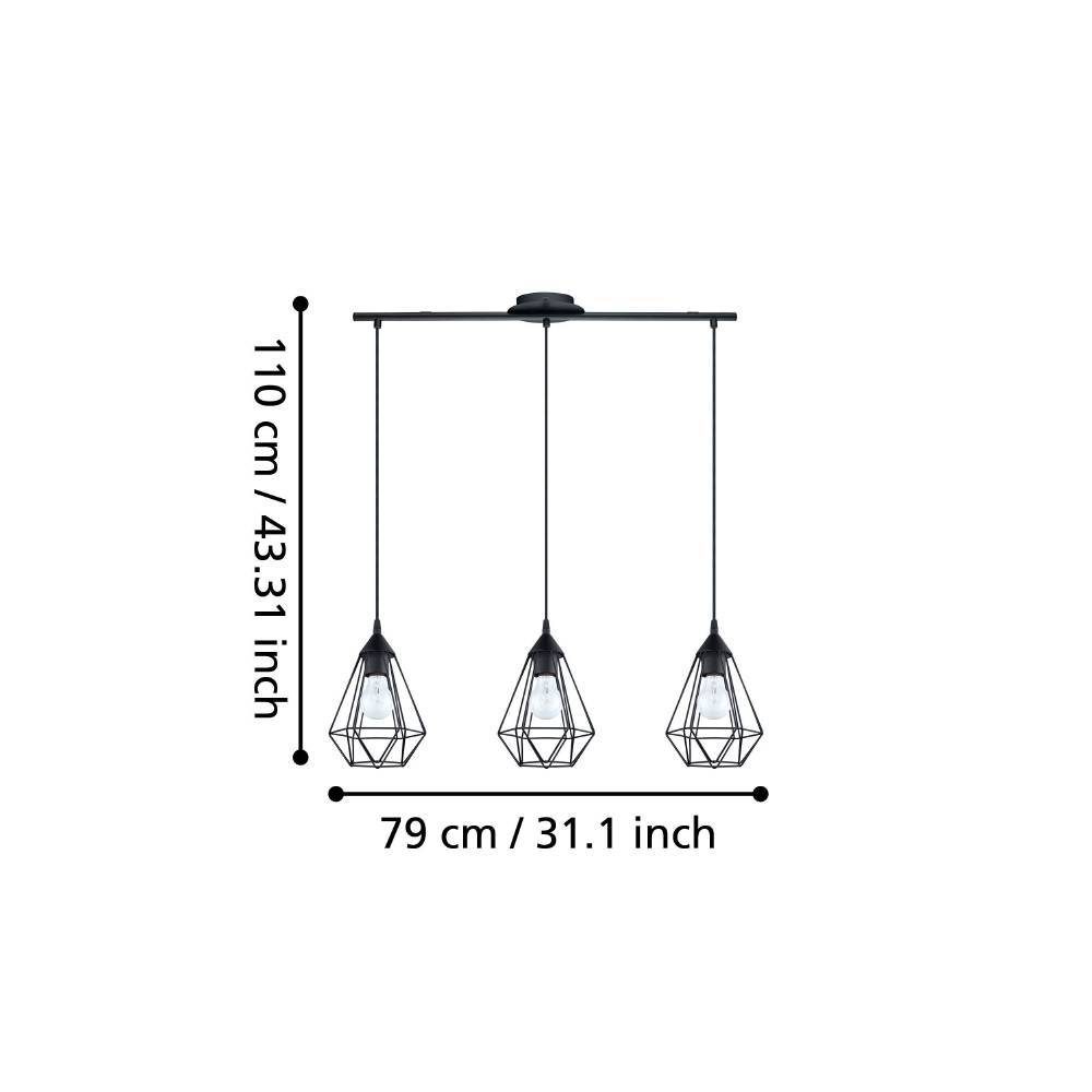 94189_DIMENSION_0001 | Eglo Romania Lustră metalica TARBES 94189, E27, 3X60W, IP20, oțel negru