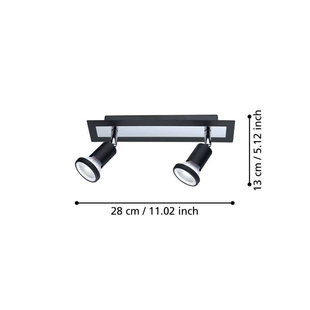 94964_DIMENSION_0001 | Eglo Romania Spot pe bară SARRIA GU10 2X4.5W IP20 94964