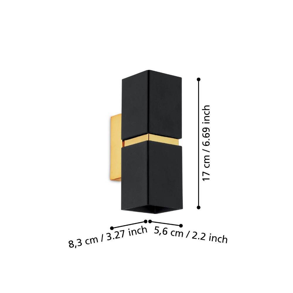 95373_DIMENSION_0001 | Eglo Romania Aplică PASSA LED GU10 2X3W IP20 95373