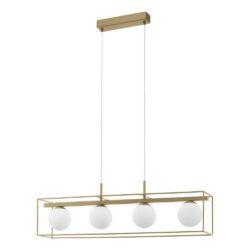 Lustră VALLASPRA 4XE14 IP20 97793, otel, sampanie, sticla opal mat alb