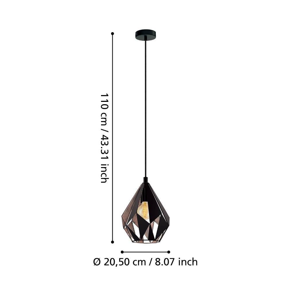 49997_DIMENSION_0001 | Eglo Romania Pendul CARLTON 1 E27 IP20 49997