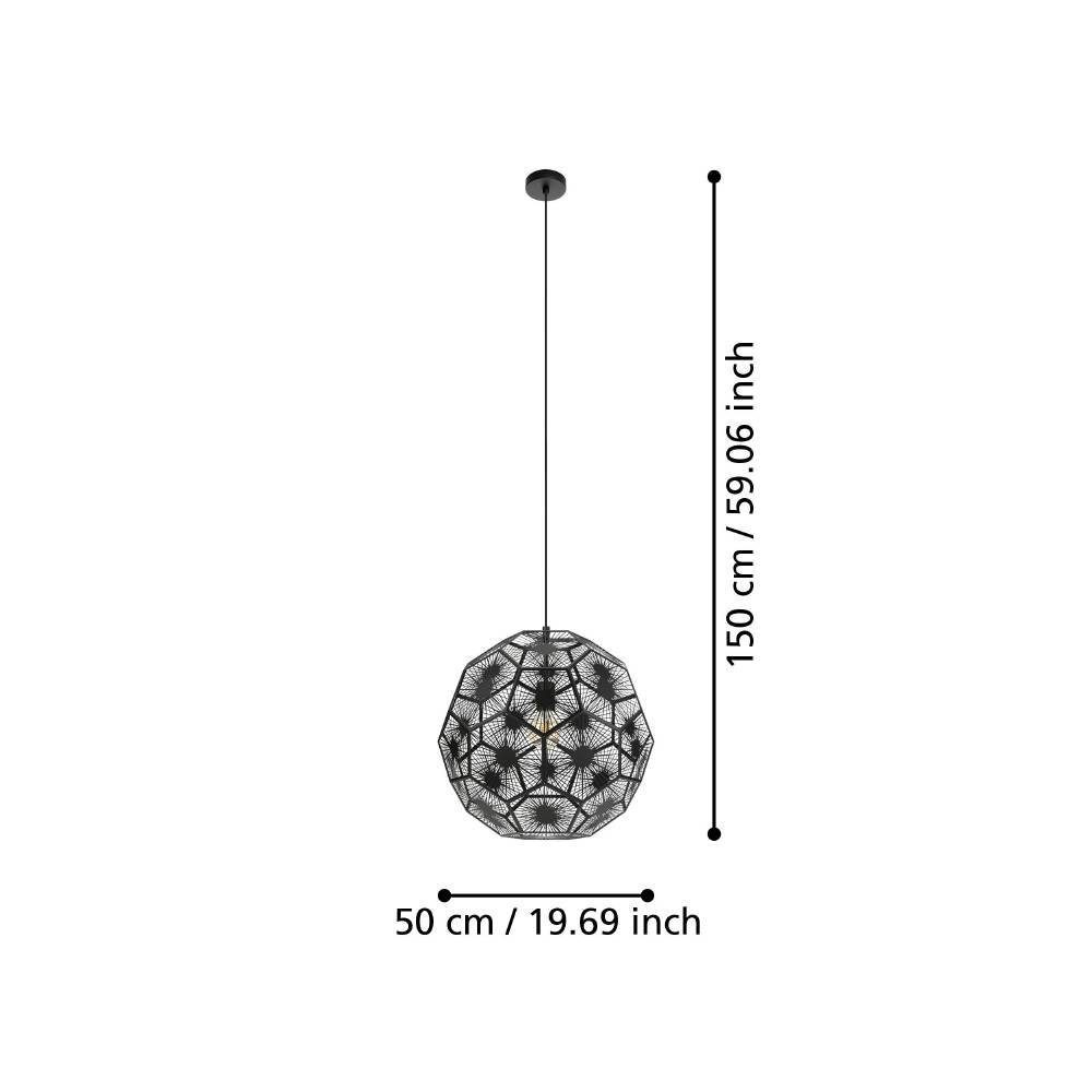 39619_DIMENSION_0001 | Eglo Romania Pendul SKOURA 1 E27 IP20 39619