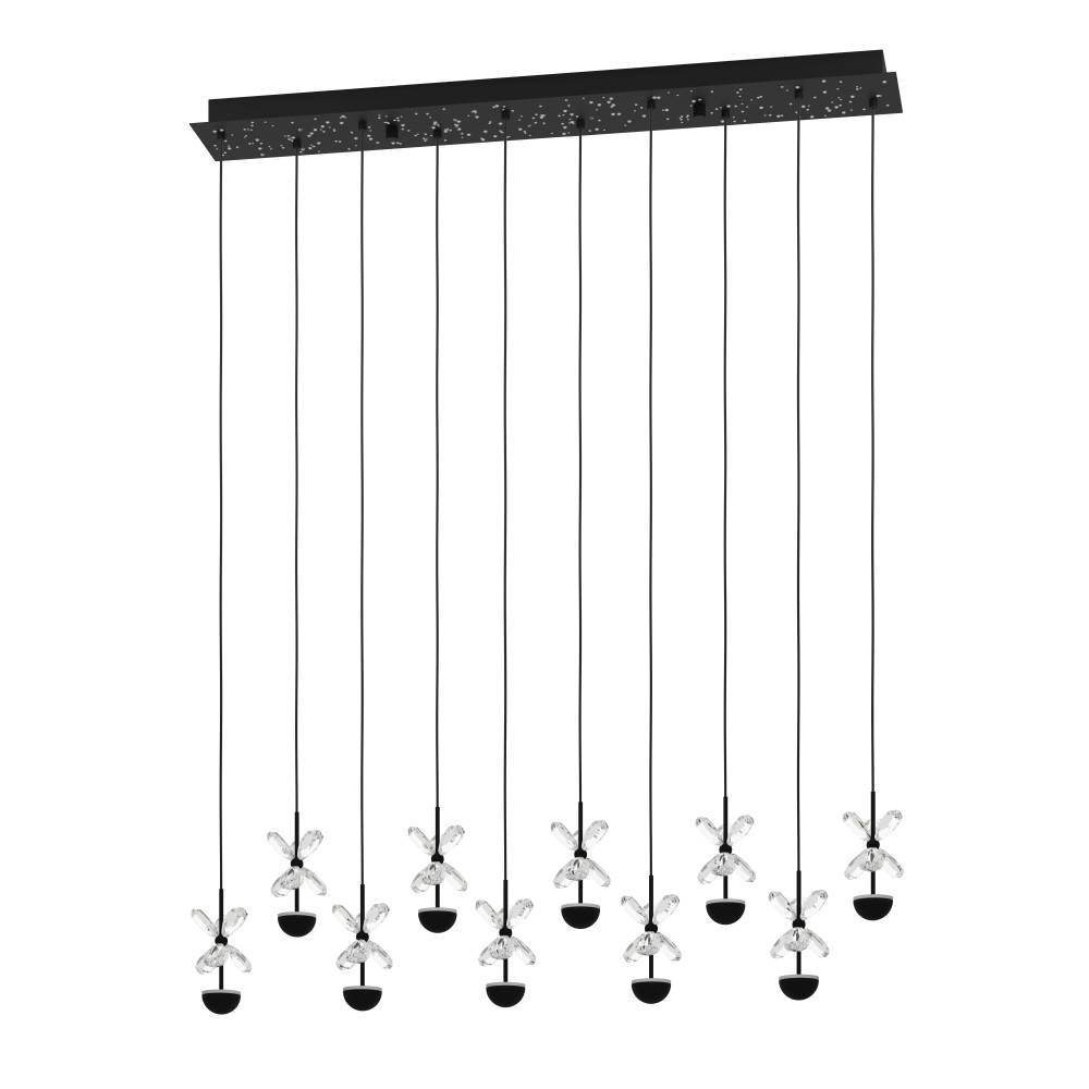390278_VIEW_0001 | Eglo Romania Lustră PIANOPOLI 2 390278, LED, 10X2,3W, 3000K, IP20, oțel negru, sticlă transparentă