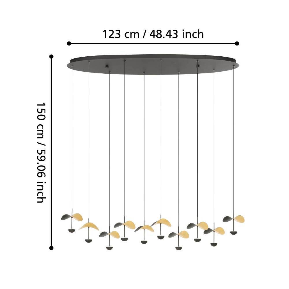 390342_DIMENSION_0001 | Eglo Romania Lustră DRACERA LED 10X2.3W IP20 390342