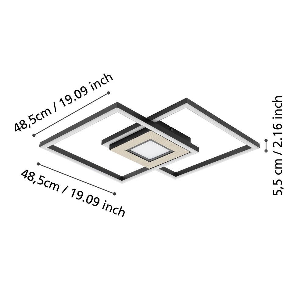 901742_DIMENSION_0001 | Eglo Romania Plafonieră MARINELLO LED 2X17W;4.2W IP20 901742