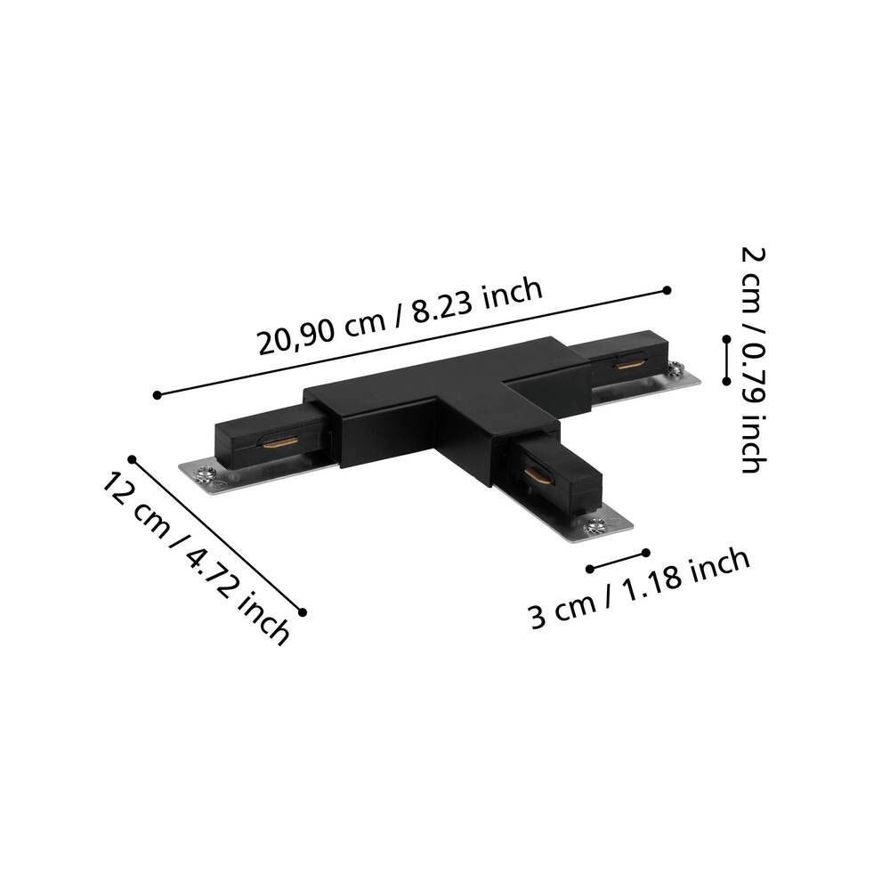 902326_DIMENSION_0001 | Eglo Romania Conector sistem pe șină T negru EASYT T-CONNECTOR 902326