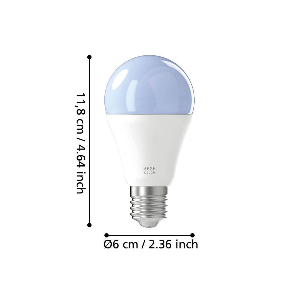 110396_DIMENSION_0001 | Eglo Romania Bec LED E27 A60 11W 2700K-6500K 110396