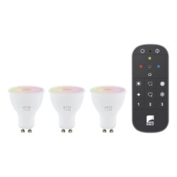 SET 3 becuri LED GU10 4.9W + telecomandă 110398