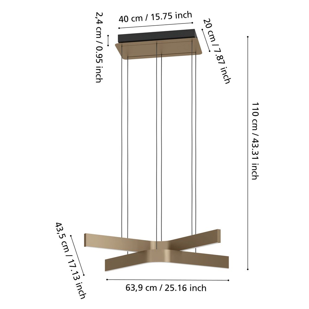901864_DIMENSION_0001 | Eglo Romania Lustră FOLCINO-Z LED 2X18W IP20 901864
