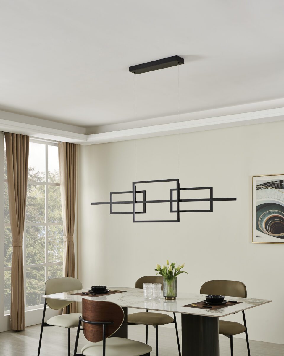 39798A_AMBIENT-OFF_0002 | Eglo Romania Lustră minimalistă PUEBLA 39798 LED 35W 3000K IP20 oțel negru, plastic alb