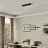 Lustră minimalistă neagră EGLO 39798 poza ambientala cu lumina aprinsa
