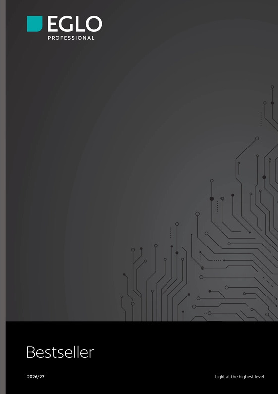 EGLO Professional bestseller catalog cover with circuit-pattern background and logo.