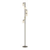 Tall bronze floor lamp with multiple cream glass globe shades along one side and a round base.