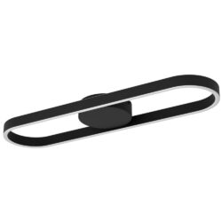 Modern black oval LED wall light fixture with a white inner edge and central mount plate