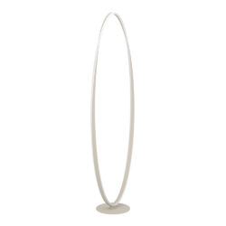 White circular ring light standing on a circular base (tall floor lamp)