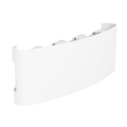 White curved wall panel with evenly spaced rounded knobs along the top edge, viewed from the side at an angle.