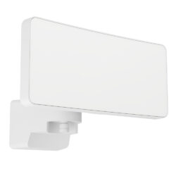 White rectangular wall-mounted light with an adjustable arm and screw knob for positioning