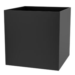 Open-top dark gray square storage box viewed at an angle to show its open interior