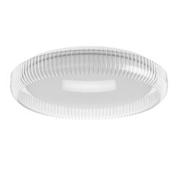 Round LED ceiling light with a ribbed metal outer ring and white diffuser center.